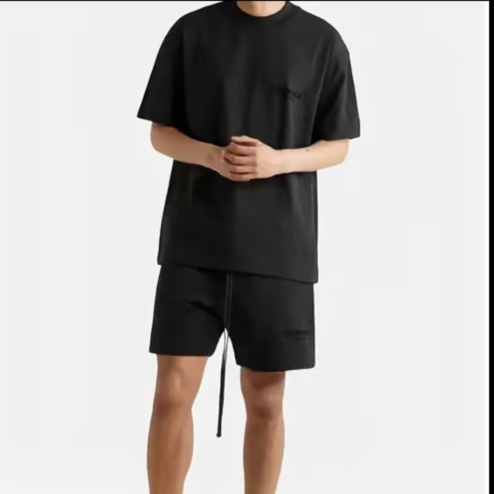 Essentials Men's Black Athletic Drawstring Shorts